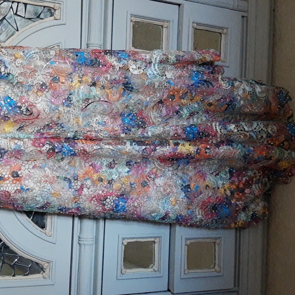 Pastel Lace Tie Dyed Rhinestone embellished gown. - Picture 7 of 8